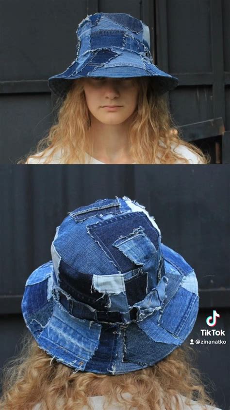 Making Patchwork Denim Bucket Hat Check Shop Zinanatko On Etsy