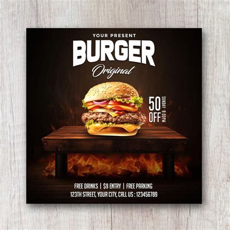 Premium Psd Burger Flyer Promotion Social Media Template