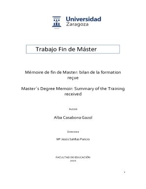 Remplissable En Ligne Mmoire De Fin De Master Bilan De La Formation