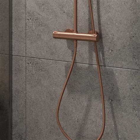 Damixa Silhouet Shower System Thermostat Brushed Copper White