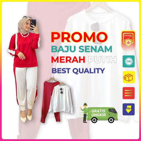 Jual Kaos Olahraga Merah Putih Set Baju Olahraga Lengan Panjang