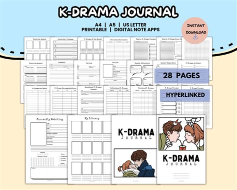 Digital K Drama Journal Printable Kdrama Planner Goodnotes And Notability Template Pdf Ipad Korean