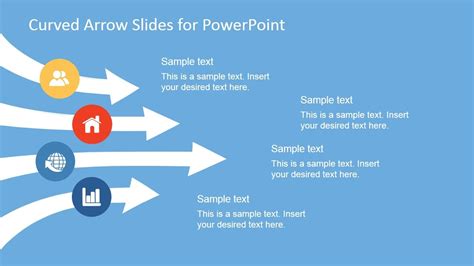 Curved Arrow Slides For Powerpoint With Arrows Pointing To Different