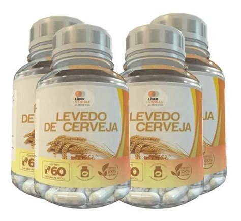 Levedo De Cerveja 60 Cápsulas 400mg Kit 4 Potes Frete grátis