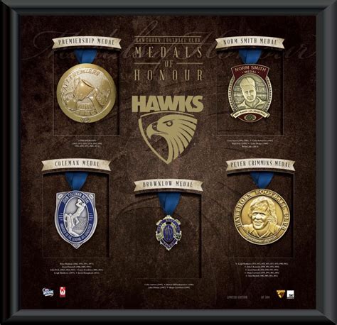 Hawthorn Hawks Medals Of Honour Framed Hawthorn Hawks Afl