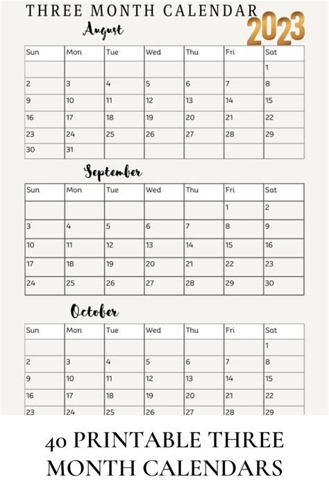 2023 Free Printable Three Month Calendars Printaboles