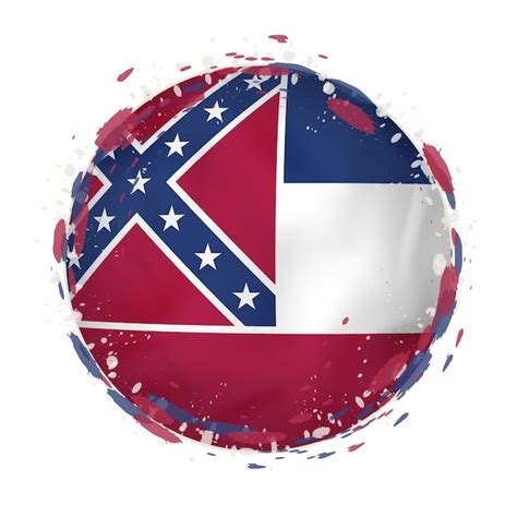 Premium Vector Round Grunge Flag Of Mississippi Us State With