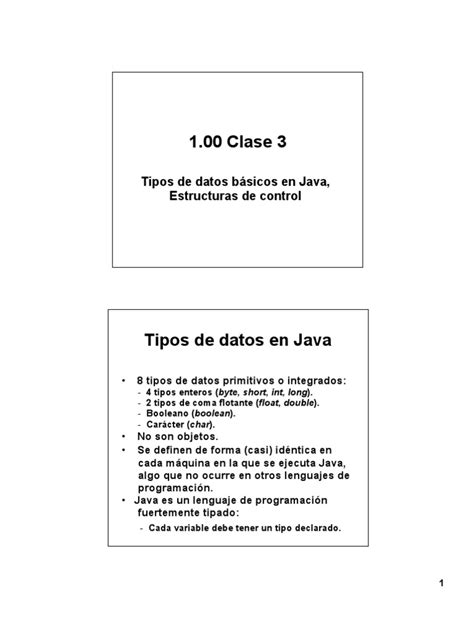 Tipos De Datos En Java Pdf Tipo De Datos Java Lenguaje De Programación