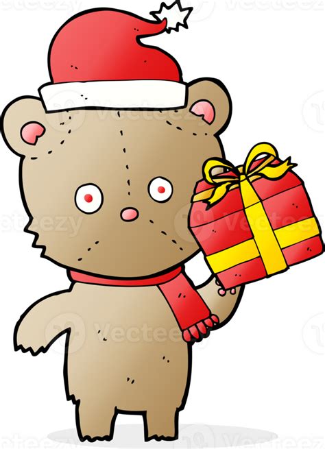 Cartoon Christmas Teddy Bear With Present 40282837 Png