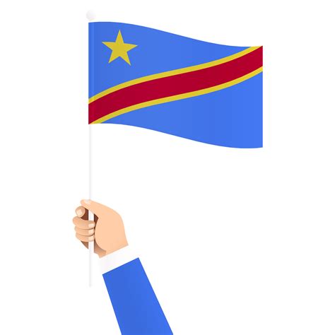 Hand Holding Congo Democratic Republic National Flag Isolated