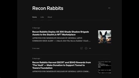 Recon Rabbits Nft Project Supporting Tunnel To Towers And Giving Away