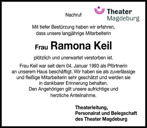 Traueranzeigen Von Ramona Keil Abschied Nehmen De