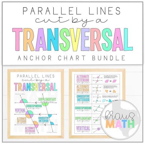 Transversals Angle Relationships Posters Math Anchor Charts Kraus