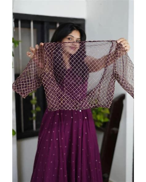 Reeta Fashion Captivating Purple Georgette Sequence Embroidery Gown