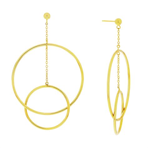 14K Yellow Gold Double Hoop Drop Earrings | Borsheims