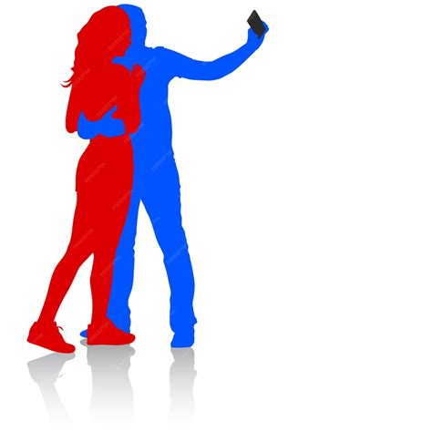 Premium Vector Silhouettes Man And Woman Taking Selfie With Smartphone On White Background