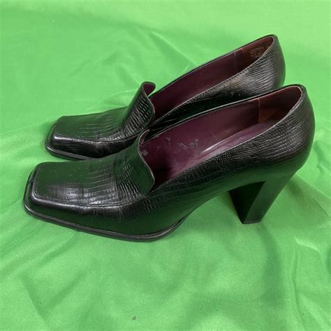 Beautiful Black Leather Evan Picone Block Heel Depop