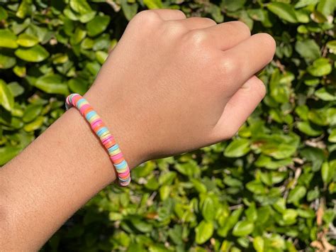 Preppy Summer Clay Bead Bracelet Etsy