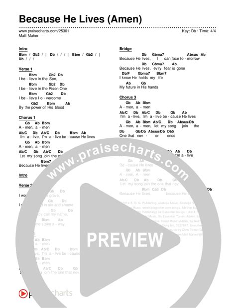 Because He Lives Amen Chords Pdf Matt Maher Praisecharts