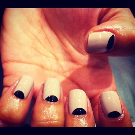 WAH NAILS NUDE BASE WITH BLACK HALF MOONS CLASSIC Nails