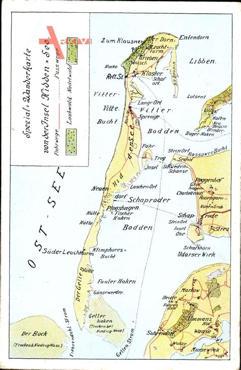 Landkarten Insel Hiddensee Ostsee Spezial Wanderkarte Xl