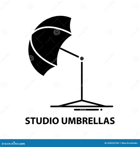 Studio Umbrellas Icon Black Vector Sign With Editable Strokes Concept