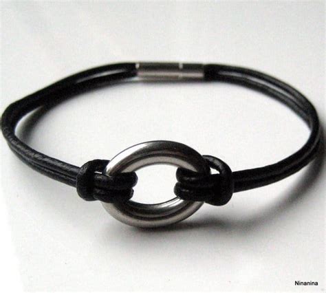 Bracelet Homme Cuir Acier Inoxydable Ninanina