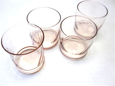 Vintage Blush Pink Tumblers Set Of Four Drinking Glasses Etsy Blush