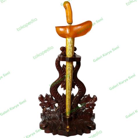 Jual Jagrak Stand Duduk Keris Isi Ukiran Naga Kembar Plitur Coklat