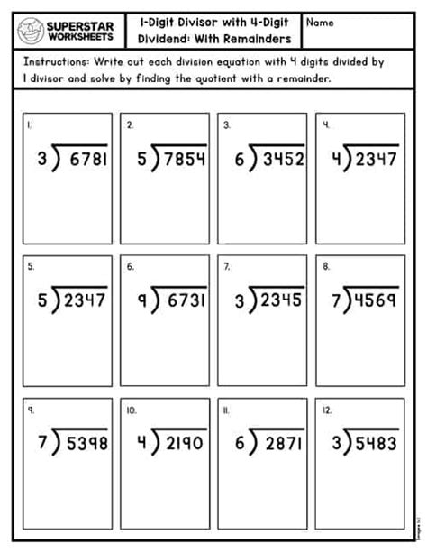 Long Division Worksheets Superstar Worksheets Worksheets Library