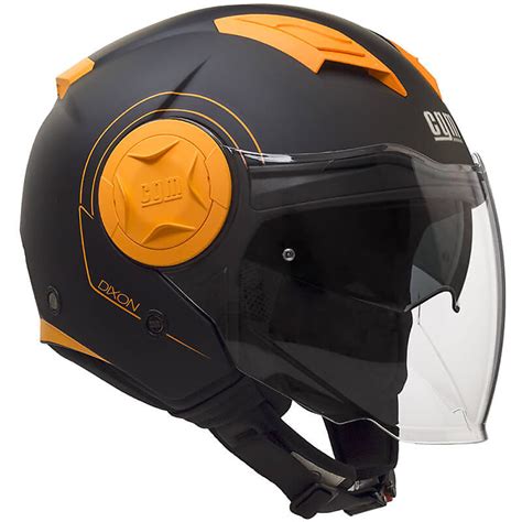 Casco Moto Jet Doppia Visiera Cgm S Dixon Nero Arancio Fluo Opaco