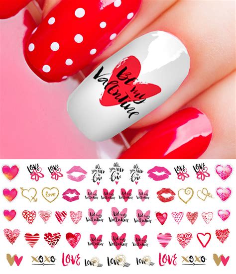 Valentines Day Heart Assortment Set 3 Nail Art Decals Salon Quality