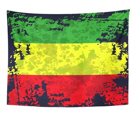 Green Yellow Red Rasta Flag Rastafarianism Colorful For Work In Reggae