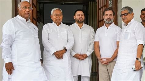 Nitish Kumar Tejashwi Yadav Meet Kharge Rahul Gandhi Amid Talks Of