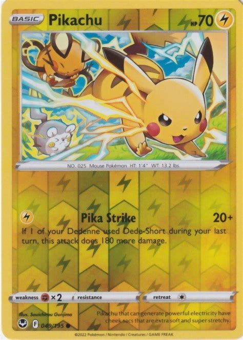 Pikachu Reverse Pokemon Enkeltkort Fra Swsh Silver Tempest