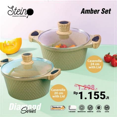 Jual FREE BUBBLE WRAP 100 ORI Amber Set Diamond Series Casserole 20