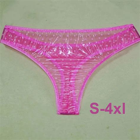 Men Sexy Polka Dot Transparent Soft PVC Plastic Low Waist Thong G Strings Sissy Underpants Gay