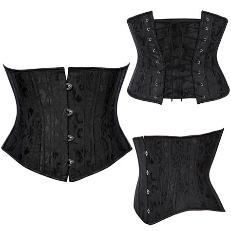 Steampunk Vintage Jacquard Corset Gothic Underbust Girdle Lace Up Sexy