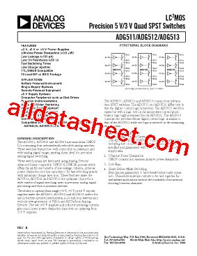 ADG511 Datasheet PDF Analog Devices