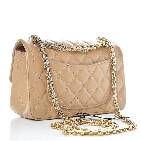 Chanel Aged Calfskin Quilted Reissue Mini Flap Beige