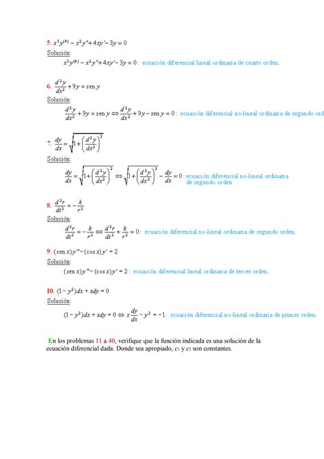 SOLUTION Solucionario De Dennis G Zill Ecuaciones Diferenciales