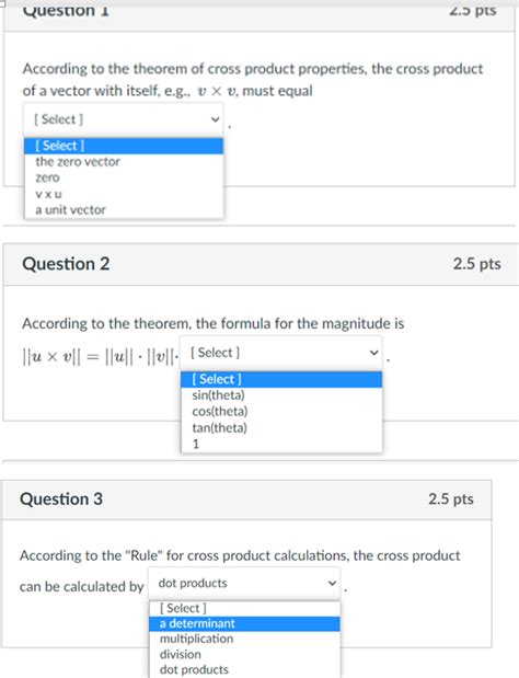 Solved According to the theorem of cross product properties, | Chegg.com