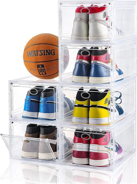 Sogobox Drop Front Shoe Box Set Clear Plastic Stackable Containers