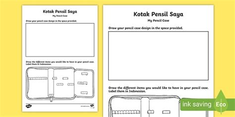 Design Your Own Pencil Case Worksheet Indonesian