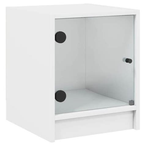 Salalis Tables De Chevet Avec Portes En Verre Pcs Blanc X X Cm