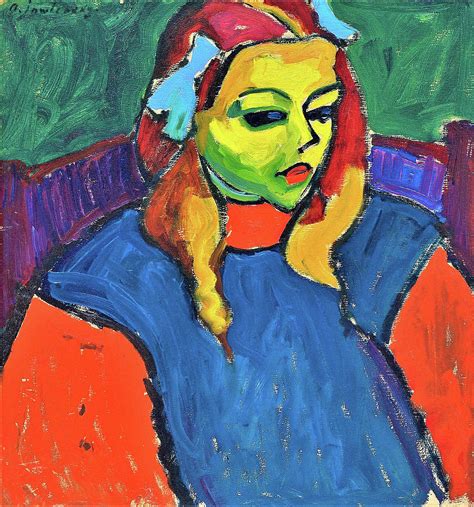 Girl With The Green Face Digital Remastered Edition Painting By