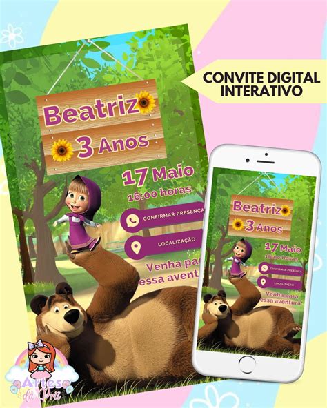 Convite Digital Interativo Masha E O Urso Elo