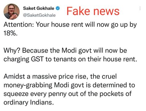 Anshul Saxena On Twitter Gst On House Rent Fake News Renting Of