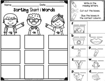 Word Sorts Short Vowels Cut And Paste Edition Tpt