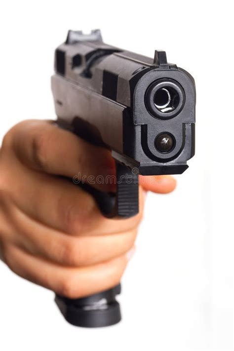 Hand gun pointed on you stock photo. Image of arrest - 22837198